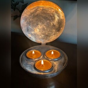 Silver Candle Holder with Yellow Candles